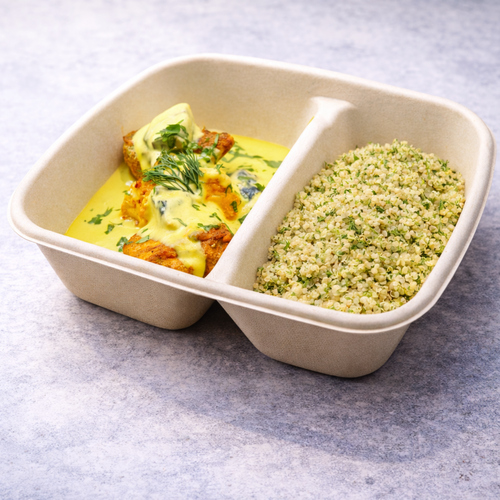 ZAFRAN FISH WITH DILL QUINOA AND RED SAUCE